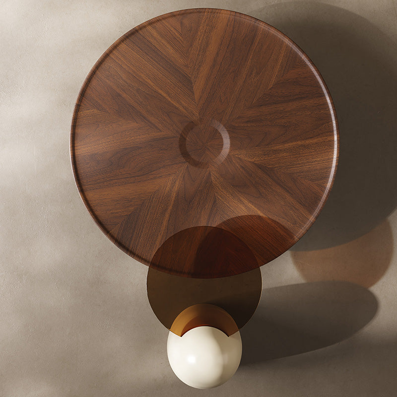 Ready-to-ship minimalist designer ufo coffee table, perfect for living rooms and small apartments. features a round walnut veneer and a touch of understated luxury. available as a coffee table set