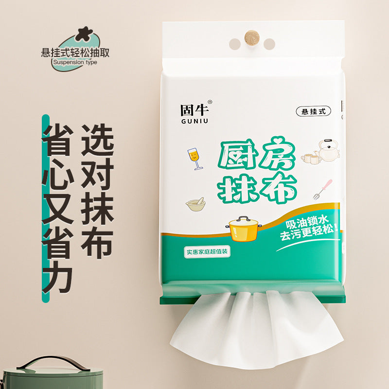 Household disposable cleaning kitchen wet and dry dual-use large pack dishcloths lazy rags thickened hanging scouring pads