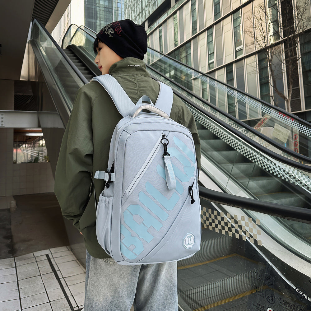 Trendy and cool backpack for college students, stylish casual backpack with letter design, large capacity, suitable for elementary, middle, and high school students, unisex
