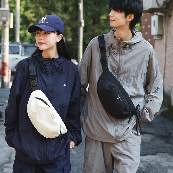 Trend casual couple breast bag large capacity simple and lightweight fashion shoulder messenger bag nylon versatile sports fanny pack