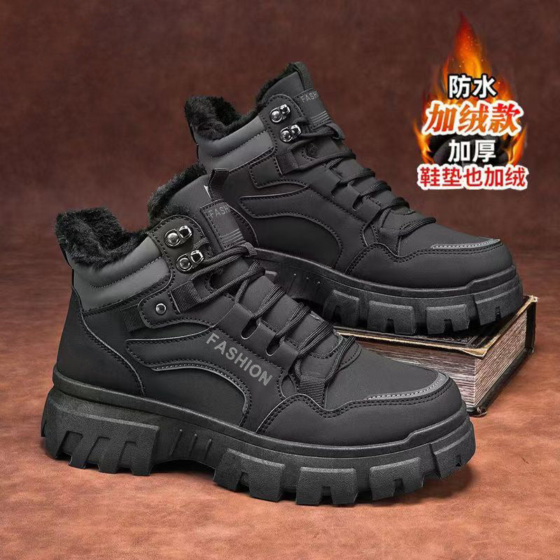 Winternew arrivalbootsmenworkwear short boots northeast outdoor sports high-top men's shoes hikingfleece-lined snow boots