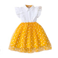 Girls' dress for toddlers and young children, ruffle trim mesh dot dress