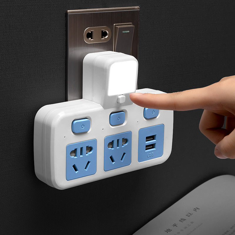 Multi-function wireless socket converter plug - one-to-multiple outlet panel with usb ports, night light, and power strip for home use