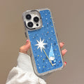 Suitable for iphone16 cat magician mobile phone case apple 17pro blue starry sky diamond anti-fall protective case