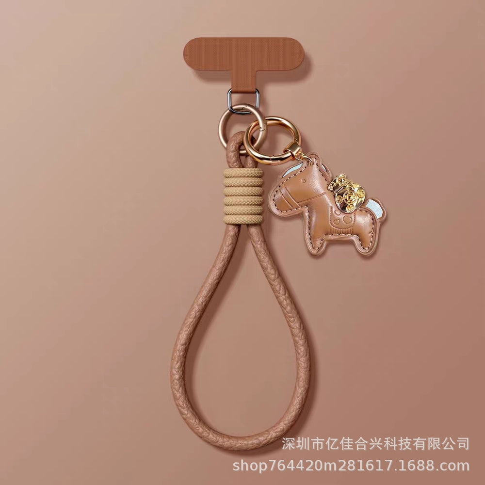 New year's edition pony leather phone lanyard - "get rich quick" wrist strap, bag charm, keychain, anti-lost short lanyard