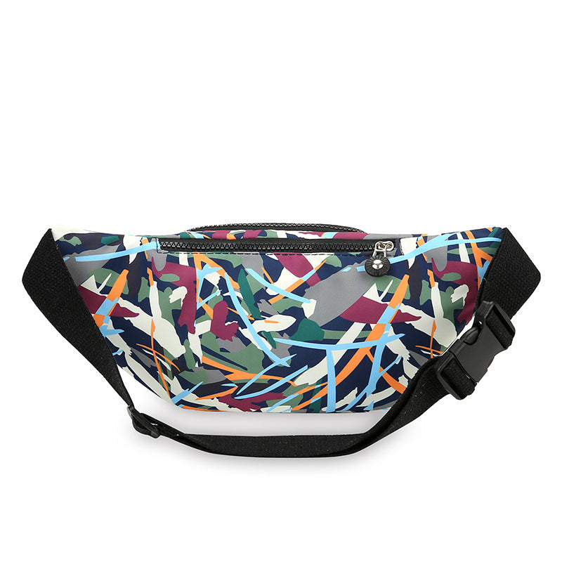Cross-border new women's fanny pack, colorful printing, large-capacity casual messenger breast bag, light mobile phone bag, cashier wallet