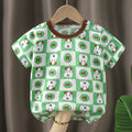 Short t-shirt-green plaid dog