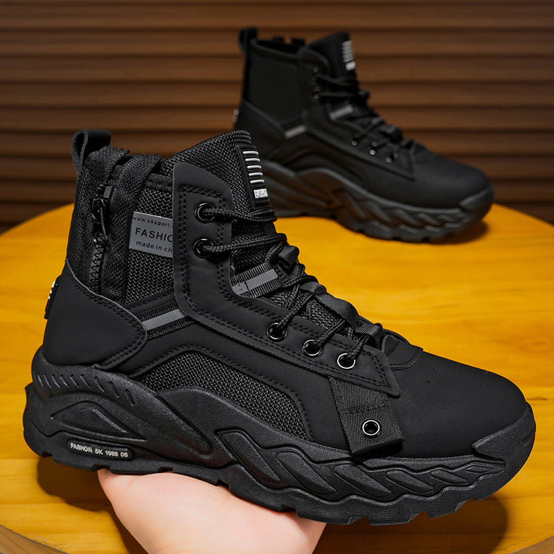 Boots men's shoes spring high-top british style retroworkwear boots thick solewaterproof outdoor hiking desert combat boots