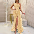 new arrival: solid color sequin fairy long sleeveless fashionable slim-fit elegant midi evening gown for cross-border e-commerce
