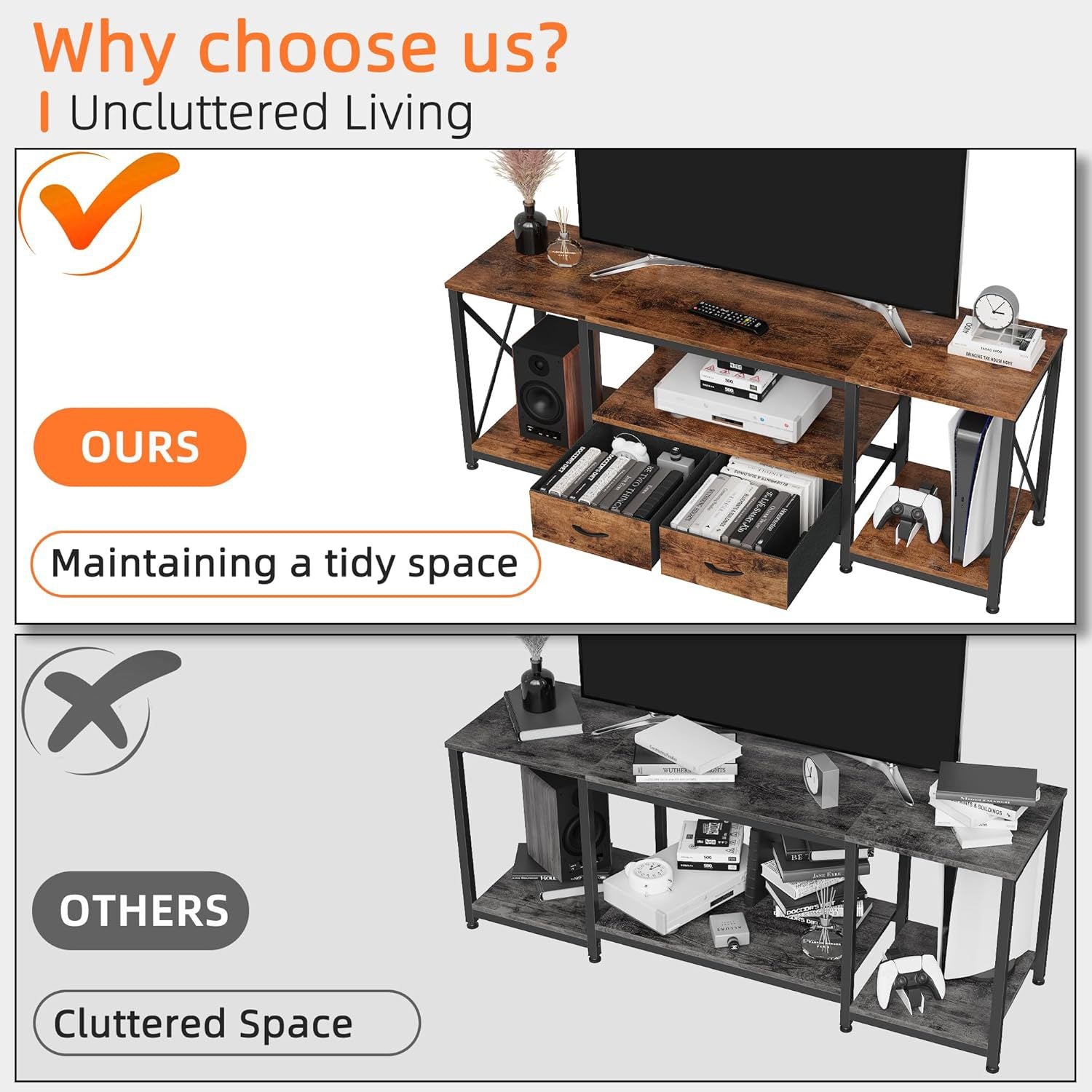 Retro open multi-layer storage rack can be customized with sample, entrance cabinet with power socket, living room TV rack