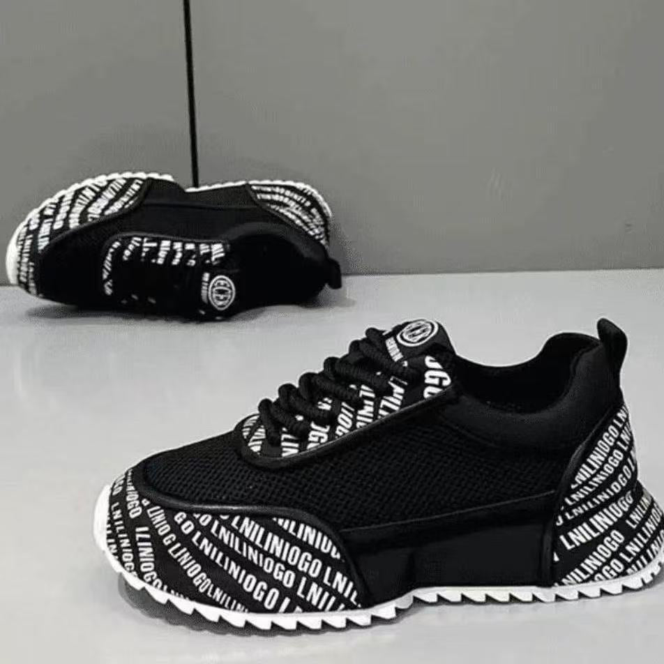 2025 winter men's trendy casual shoes: versatile, breathable mesh, fashionable soft sole, lightweight korean style running sneakers