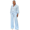 European and american cross-border women's clothing  summer new arrivals: african-style plus size turn-down collar loose shirt and wide-leg pants casual set