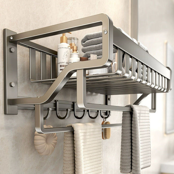 Space aluminum gun gray bathroom rack towel rack non-punching bath towel rack triangular rack bathroom hardware set