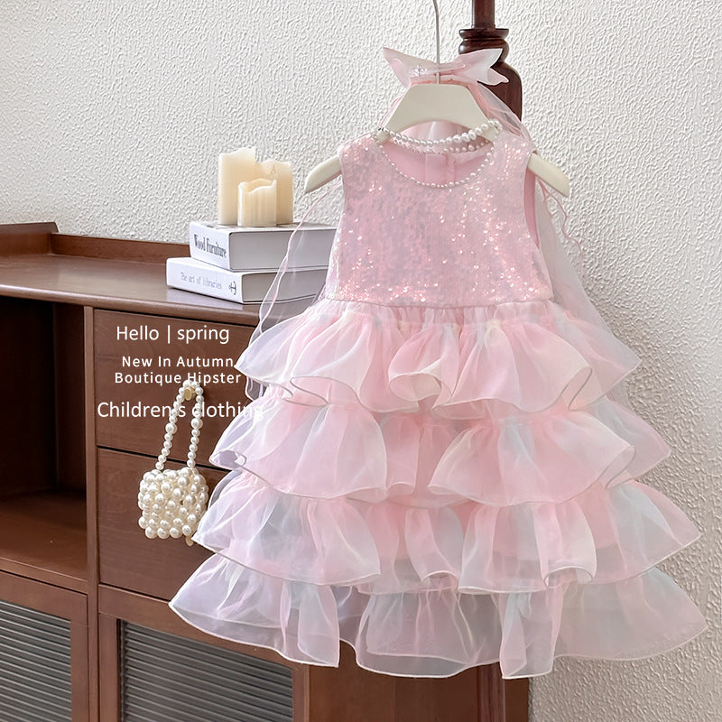 Girls' dress  summer new arrival: ultra-fairy princess dress with sequin lolita tutu skirt