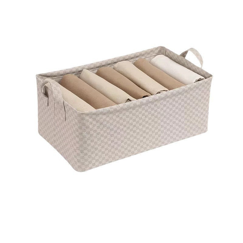 New checkerboard storage box Spray steel frame Household dormitory wardrobe storage basket Pants washable finishing box