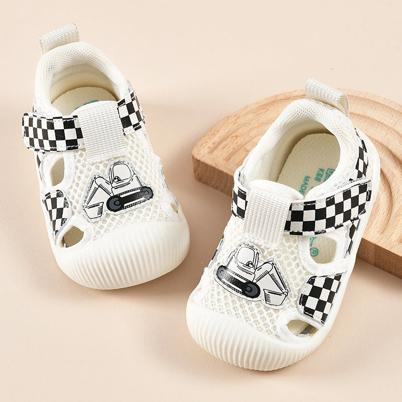 Baby sandals for boys, summer first walker shoes, 0-1-2 years old infant anti-slip soft sole mesh shoes for babies and toddlers, baby girl shoes