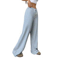 fall/winter  us & european cross-border women's new casual striped solid color elastic drawstring cotton straight-leg pants