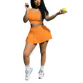 Casual slim-fit sports tank top and skort two-piece set -  european & american fashion, sexy solid color tennis style