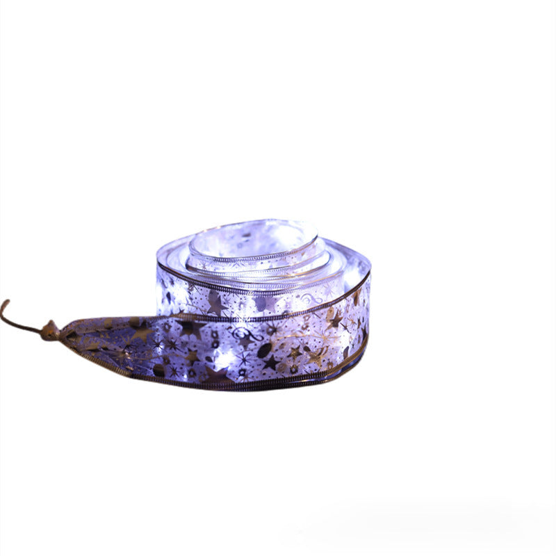 Christmas ribbon LED light string Christmas tree decorative light Satin light gift box decorative lights Ribbon copper wire light