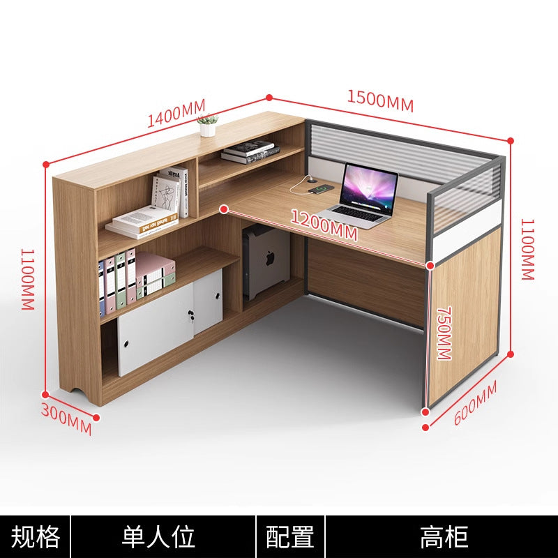 Modern minimalist office desk and chair set - double/6-seat workstation for office use