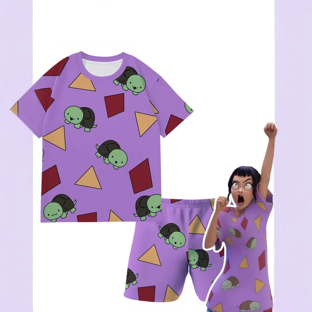 new k-pop demon slayer girl group short sleeve & shorts cartoon anime merchandise kids' pajama set loungewear