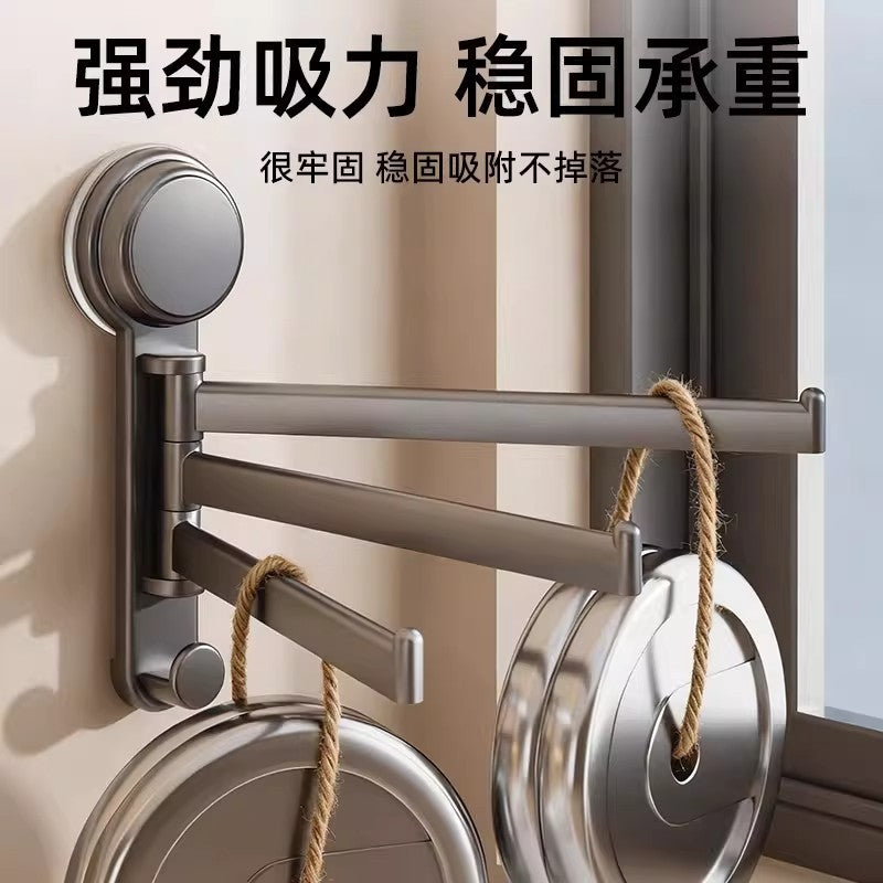 Suction cup kitchen rag rack, sink window sill, multi-pole rotatable drain rack, storage rack, wall-mounted towel rack