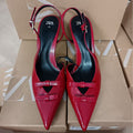 Za2024 early autumn new french style red pointed-toe bow heeled sandals women's stiletto closed-toe slingbacks
