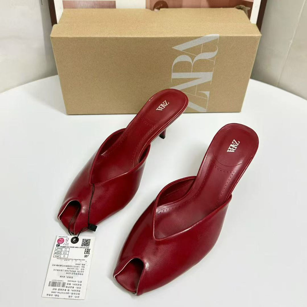 Za's 2025 summer export collection: french-style square-toe peep-toe mules - fashionable and versatile sandals for women