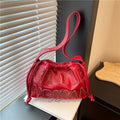 Thailand gentle woman drawstring bag women's 2026 new embossed letter shoulder bag trendy tote bag
