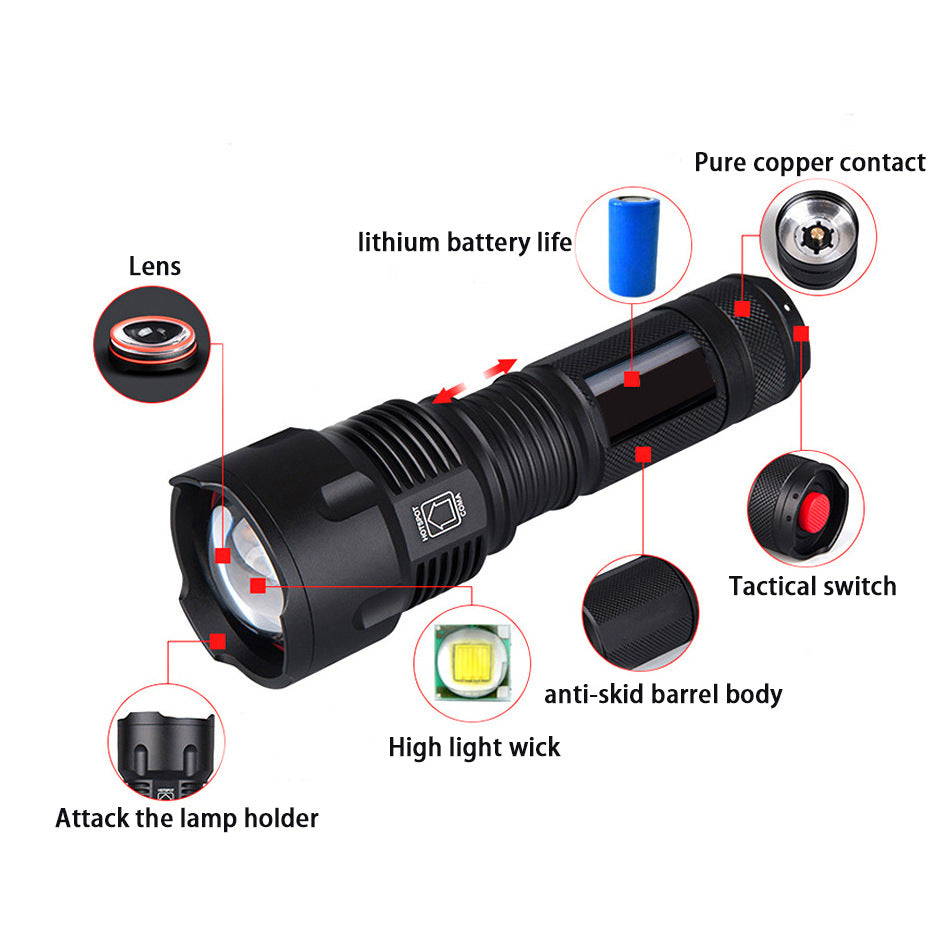 Factory direct sales  platform all kinds of strong light flashlights P50 strong light aluminum all-gold flashlights