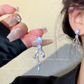 Japanese and korean micro-embedded star temperament earrings-a1790 silver