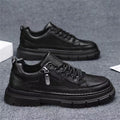Men's spring new arrivals: men's athletic & casual sneakers - versatile, waterproof, non-slip black leather shoes - leather upper, work-ready trendy footwear