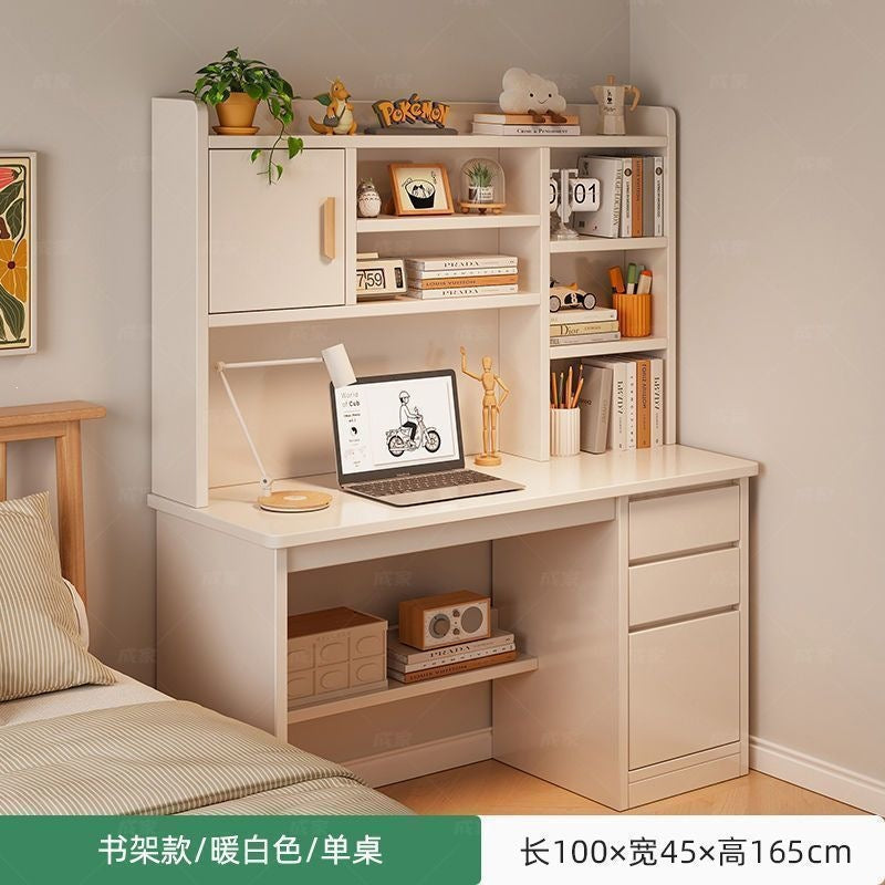 Nordic student desk with bookshelf - all-in-one home bedroom desktop computer desk - assembled study table for elementary school students - writing desk