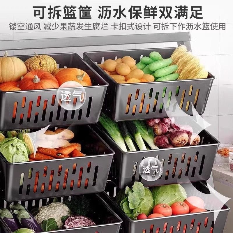 Kitchen storage rack floor-standing multi-layer vegetable basket for home trolley snack storage basket fruit vegetable shelf storage rack
