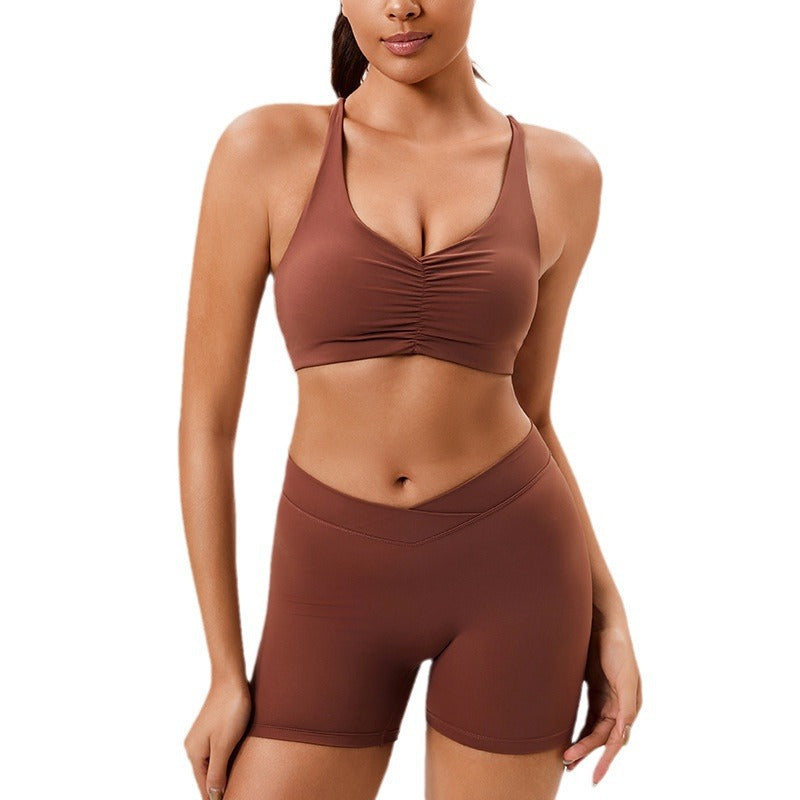European and american style ruched yoga outfit two-piece set - high-waisted workout set for peach lift, eco-friendly recycled yoga apparel