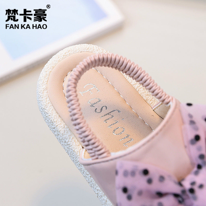 Vancahao niche design girls' bowknot princess sandals -  summer new arrivals - kids' slip-on beach sandals
