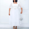 D280: belt included -  new cross-border fashion: european & american style patchwork chiffon beaded socialite african export dress