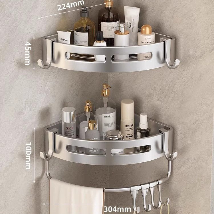 No-drill bathroom shelf - wall mounted corner basket for towels, soap, and more