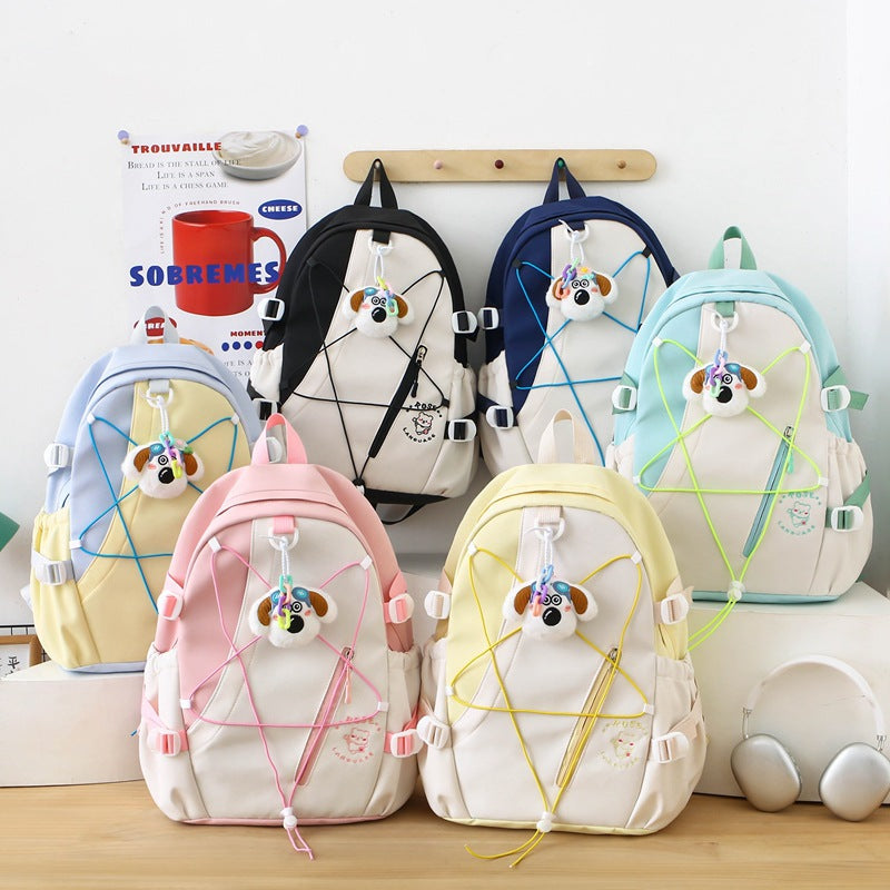Primary and secondary school students schoolbag new color matching cute cartoon going out leisure backpack daily large capacity backpack