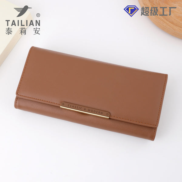 Terian  fashion solid color new long women's wallet wholesale, autumn and winter versatile high-end clutch bag