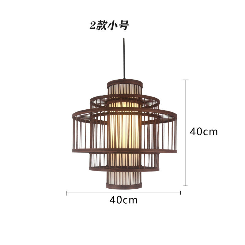 Bamboo woven bamboo art chandelier creative antique Japanese personality retro Zen tea house hotel restaurant box bed and breakfast chandelier