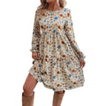 Amazon cross-border fashion:  new european and american style french elegant printed lantern sleeve dress for women