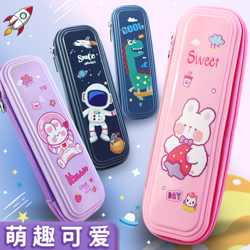 Pencil bag High value cartoon stationery box Boys and primary school students Multi-layer large capacity ins wind Niche stationery bag Simple