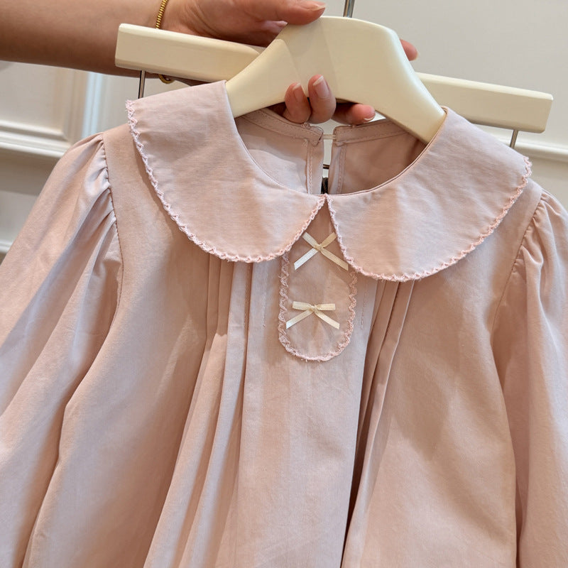 Spring new girls' long-sleeve shirt, korean style casual fashion blouse for baby girls, stylish children's top, trendy kids' clothing