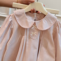 Spring new girls' long-sleeve shirt, korean style casual fashion blouse for baby girls, stylish children's top, trendy kids' clothing