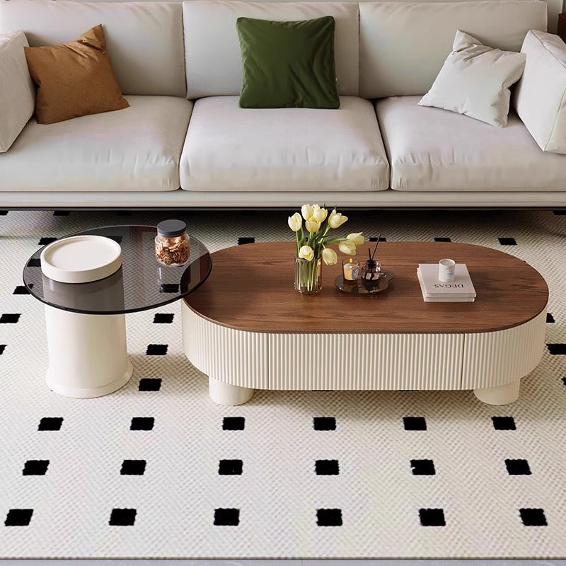New arrival living room chinoiserie oval italian medieval style slate coffee table accessible luxuryfor home modern casual office table