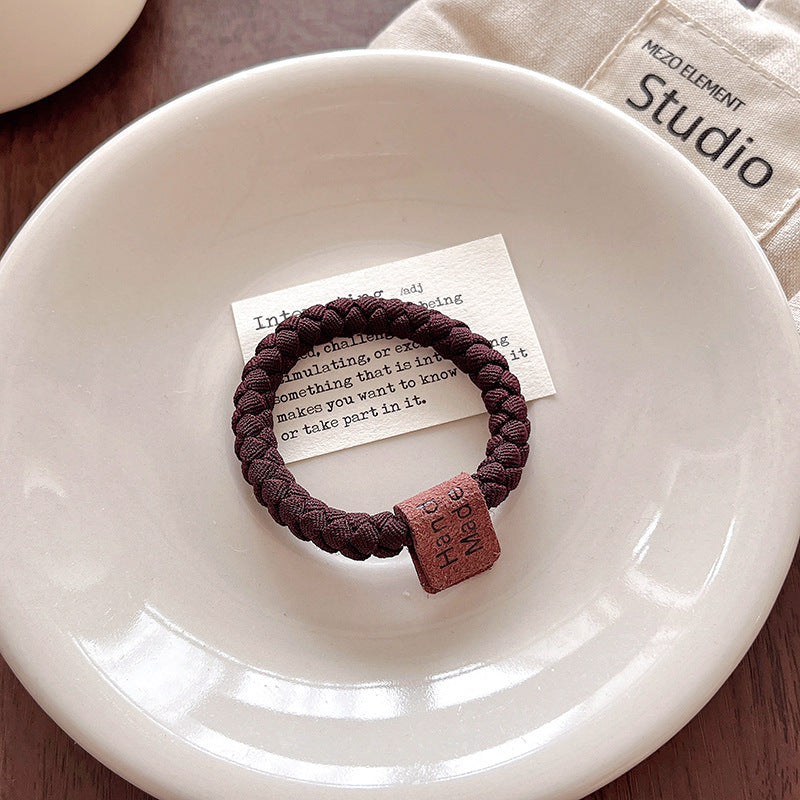 K-stylecasualletter high elastic headband women's bun head rubber band hair tie milk coffee color bold hair rope headwear