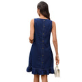 European and american cross-border e-commerce  independent website summer round neck ruffle hem back button straight leg denim skirt