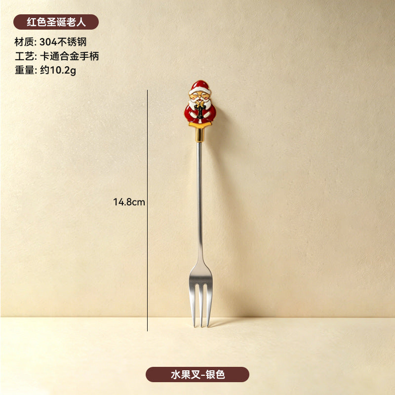 304 stainless steel luxury style creative christmas tableware coffee spoon afternoon tea dessert spoon fruit fork wholesale