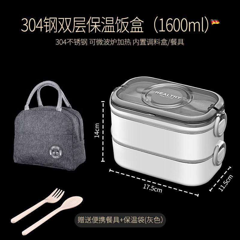 304 stainless steel multi-layer fresh-keeping bento box, portable lunch box for office workers, can be heated in microwave oven and insulated lunch box